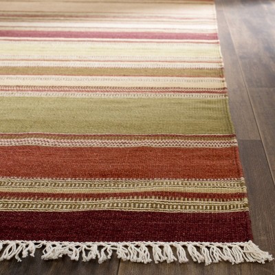 Handmade Red Striped Wool Kilim Area Rug 2'6" x 4'