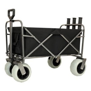 RISOKEYS Heavy-Duty Foldable Utility Wagon with All-Terrain Wheels,Waterproof Cover & Strapping System for Garden,Camping,Shopping,Black - 1 of 4