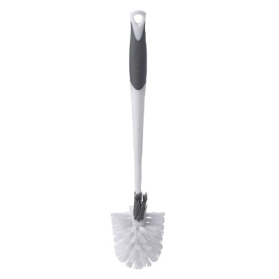 White and Gray Plastic Toilet Brush with Holder