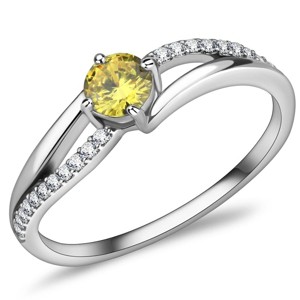 Slickblue Women's Stainless Steel Engagement Ring with Topaz & Clear CZ, Polished No Plating, Pave Setting, Size 5-10 - 1 of 4
