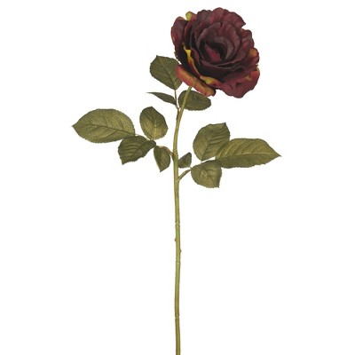 Artificial Autumn French Rose 3pk Dark Burgundy 26" - Vickerman