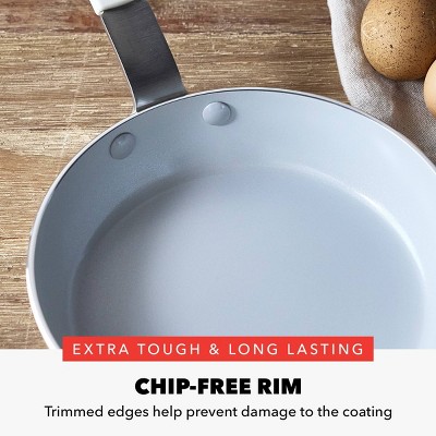 Cream 8" Aluminum Fry Pan with Ceramic Nonstick Coating