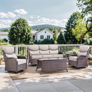 Gymojoy Outdoor Patio Sofa Chairs Coffee Table with Swivel Chairs for Garden  Yard - 1 of 4
