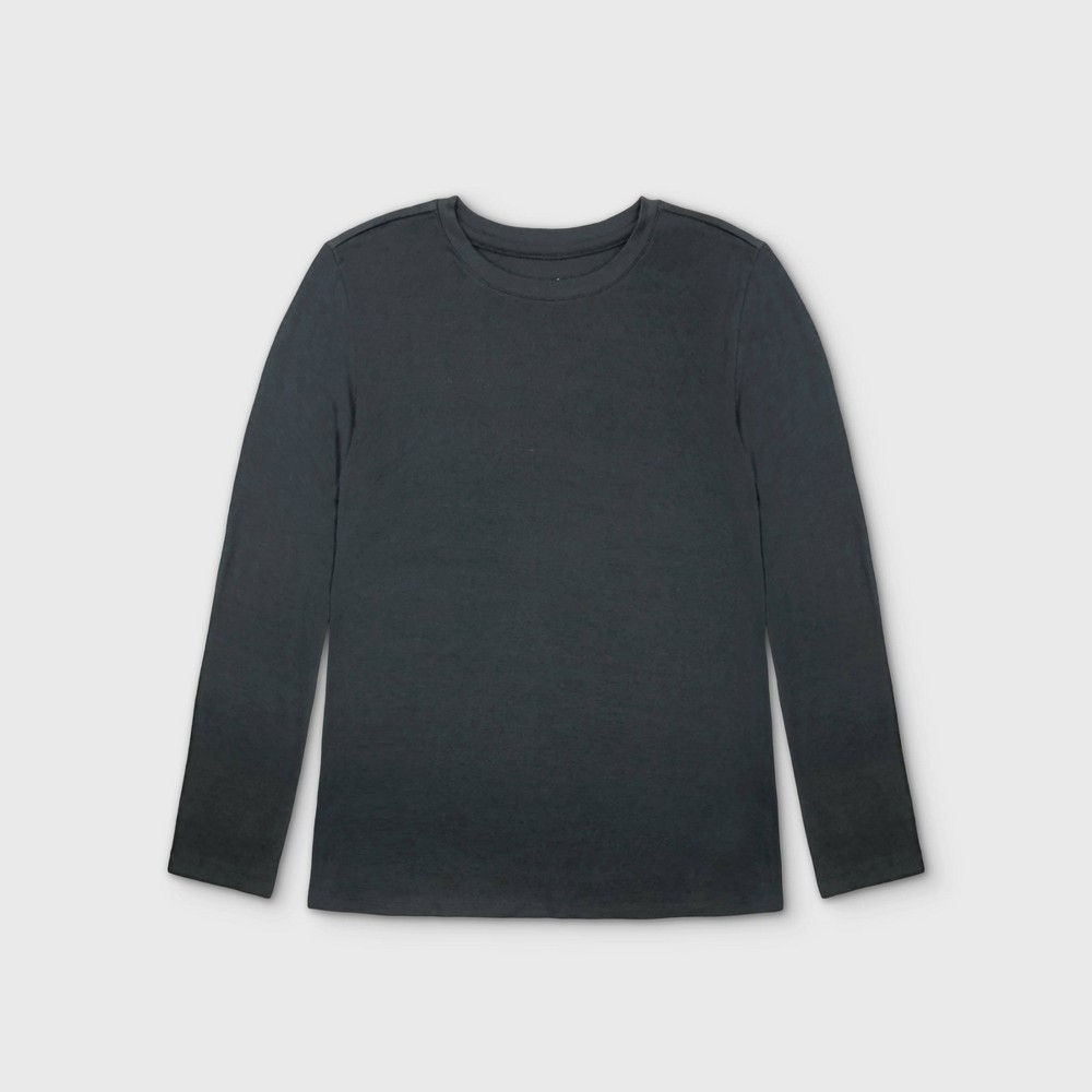 Women's Plus Size Long Sleeve T-Shirt - Universal Thread Gray 1X, Black was $10.0 now $7.0 (30.0% off)