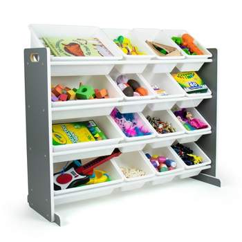 Soho Toy Storage Organizer with 16 Storage Bins Gray/White - Humble Crew