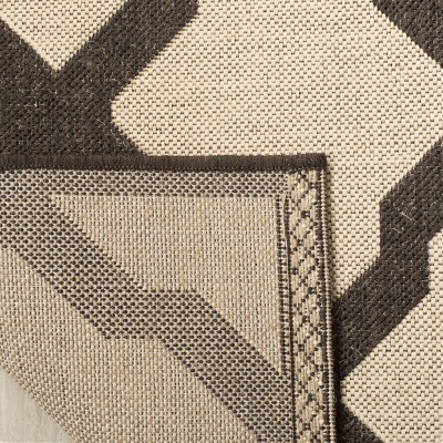 Cream and Brown Geometric Flat Woven 4' x 6' Area Rug
