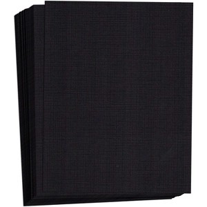 Hamilco Colored Cardstock Scrapbook Paper 8.5x11 Linen Textured Color Card Stock Paper Black 80 lb Cover 50 Pack - 1 of 4