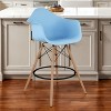 HomeRoots 28" Light Blue And Brown Heavy Duty Plastic And Solid Wood Low Back Counter Height Bar Chair - 2 of 4