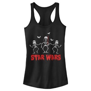 Juniors Womens Star Wars Halloween Vader Skeletons Racerback Tank Top - 1 of 4