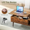 Wood Lift Top Coffee Table with Open Compartment, Lift Tabletop Dining Table for Home Living Room, Office - 3 of 4
