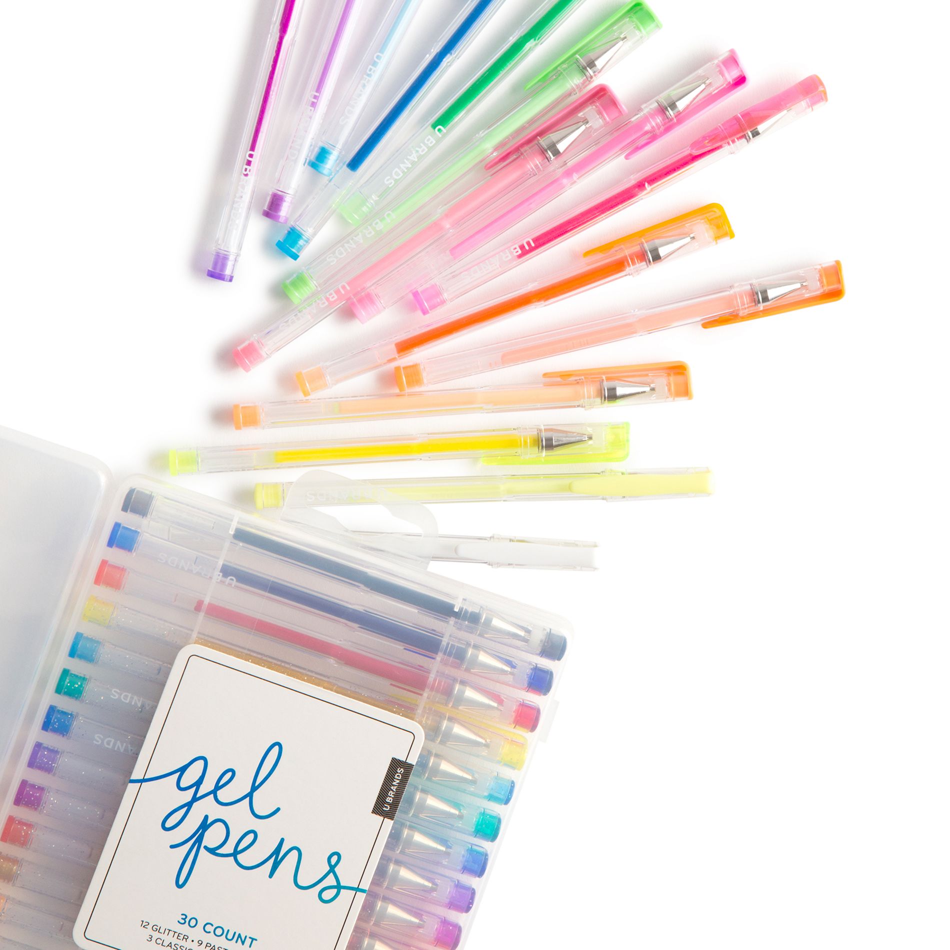30ct Gel Pens in Case - U Brands: Multicolored 0.7mm Glitter & Colored Pens for Girls, Art & Stationery, Non-Toxic, Teacher Supplies