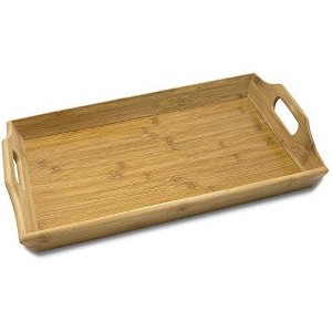 Palm Naki Bamboo Serving Tray - Decorative Charcuterie Tray, 19.5 x 11.8 x 1.5, Beige - 1 of 4