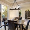 LNC Laius 8-Light 30" Black and Wood Mordern Farmhouse Rectangle Chandelier,with 8 Froested Glass Shade - 4 of 4