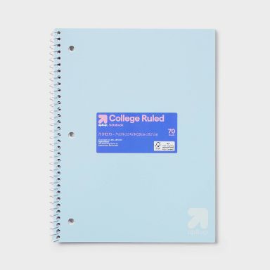College Rule Spiral Notebook 7.5"x10.5" Poly Cover 70 Sheets Pastel Blue - up&up™