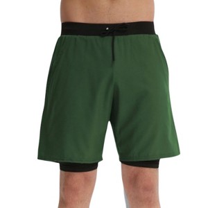 Anna-Kaci Active Men's 2-in-1 Performance Training Shorts with Inner Compression Liner and Adjustable Drawstring Waist - 1 of 4