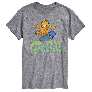 Men's - Garfield - Skateboarding with Groovy Logo Short Sleeve Graphic T-Shirt - 1 of 4