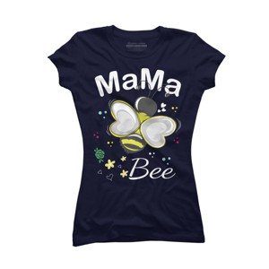 Junior's Design By Humans Mama Bee Floral Pattern By Aminemangaka1 T-Shirt - 1 of 2