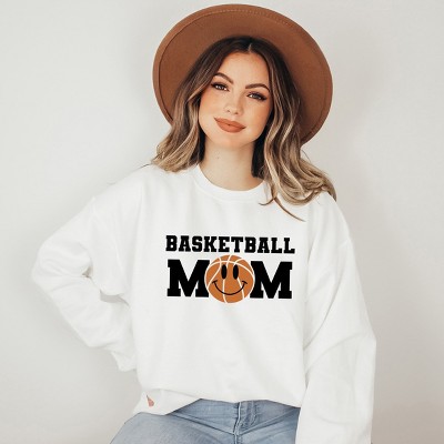 Simply Sage Market Women's Graphic Sweatshirt Basketball Mom Smiley Face