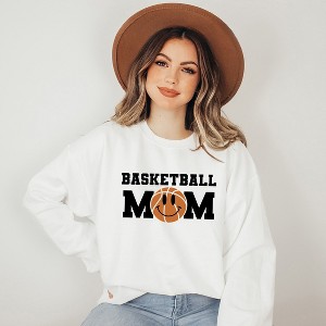 Simply Sage Market Women's Graphic Sweatshirt Basketball Mom Smiley Face - 1 of 4
