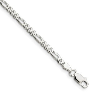 Black Bow Jewelry Sterling Silver 3.5mm Solid Figaro Chain Bracelet or Anklet, 9 Inch - 1 of 4