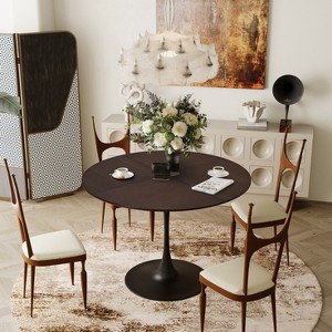 42.13"Modern Round Dining Table,Four Patchwork Tabletops with Solid Wood Veneer Table Top - 1 of 4
