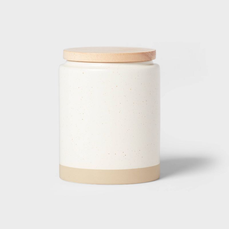 Small Camwood Collection Stoneware Canister With Wood Lid Cream - Threshold&#8482;, 1 of 5