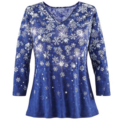 Collections Etc Snow Flurries V-neck Top