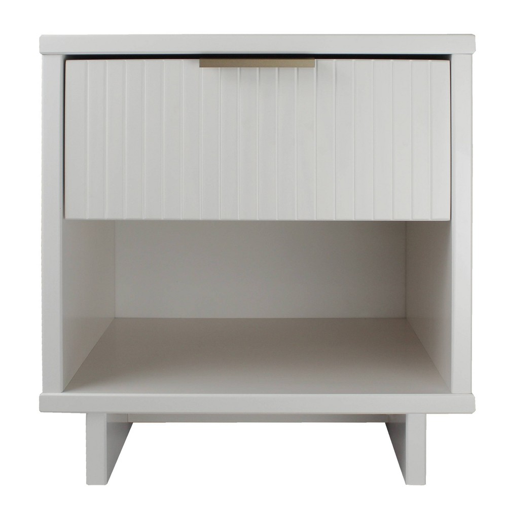 Granville Modern 1 Drawer Nightstand White - Manhattan Comfort: Bedside Table with Shelf, Painted Wood Finish