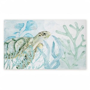 Stupell Industries Turtle In The Sea Printed Outdoor Door Mat, design by Kim Allen, 18"x30" - 1 of 4