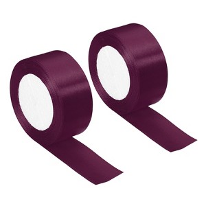 Unique Bargains Single Side Solid DIY Wrapping Decoration Roll Satin Ribbons 2 Pcs - 1 of 4