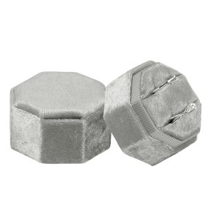 Unique Bargains Velvet Octagon Wedding Proposal Engagement 2 Slot Jewelry Storage Ring Box - 1 of 4