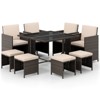 Costway 9 PCS Patio Dining Set with Tempered Glass Table & Ottoman Removable Cushions off-White/Beige - 2 of 2