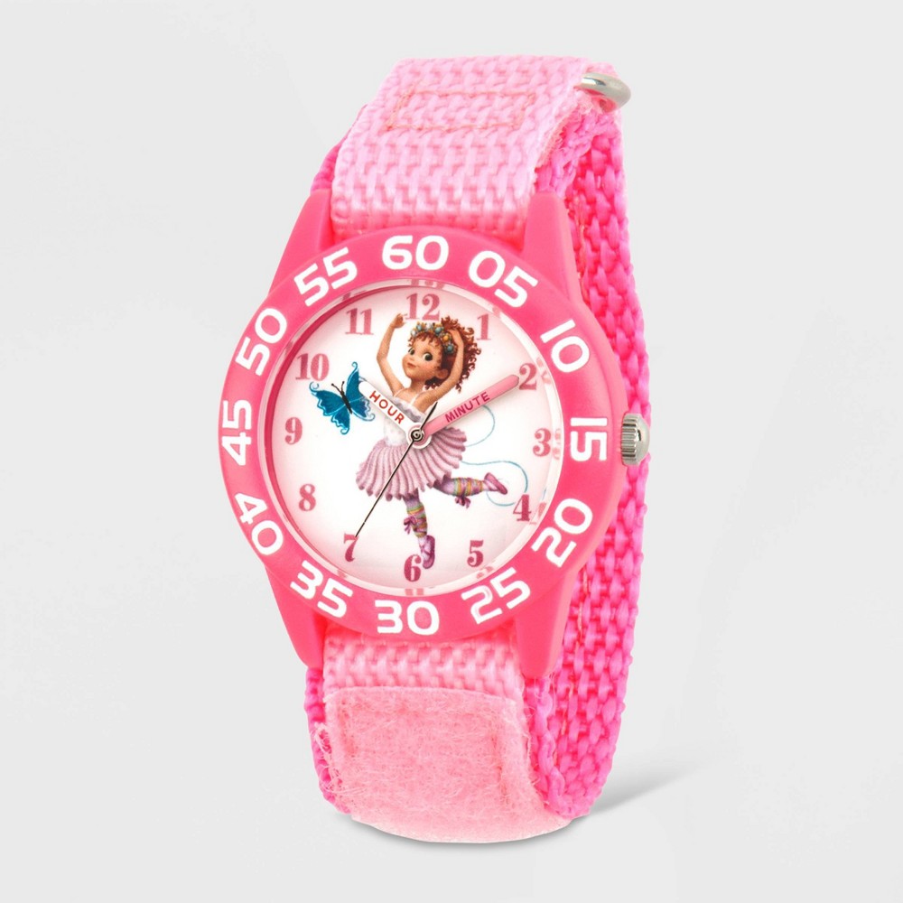 Photos - Wrist Watch Disney Girls'  Fancy Nancy Plastic Time Teacher Hook and Loop Strap Watch  