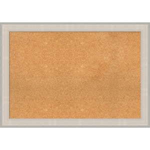 40"x28" Cottage Wood Frame Natural Cork Board White/Silver - Amanti Art - 1 of 4