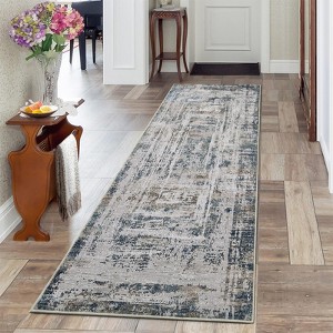 Modern Area Rugs Non Slip Abstract Indoor Carpet Washable Contemporary Accent Rugs Foldable Low Pile Distressed Floor Mat for Kitchen Bedroom Office - 1 of 4