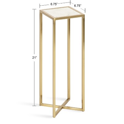 Jaspur Gold Finish Square Metal and Marble Accent Table