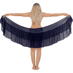 LA LEELA Summer Beachwear Sarong for Women Coverups Wraps Beach Chiffon Short Wraps Tie Bikini Swim Cover Up Sheer Sarong One Size Plain, Blue - 1 of 4