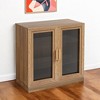 HomeRoots 31" Natural And Clear Glass Door Accent Cabinet With Three Shelves - 2 of 4