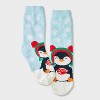 Women's Winter Penguin Christmas Cozy Crew Socks with Gift Card Holder - Wondershop™ Light Blue 4-10 - 2 of 3