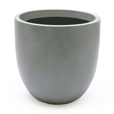 LuxenHome Round Tapered 12.2" H Flower Pot Planter Gray