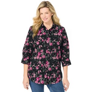 Woman Within Perfect Three Quarter Sleeve Shirt - 1 of 4