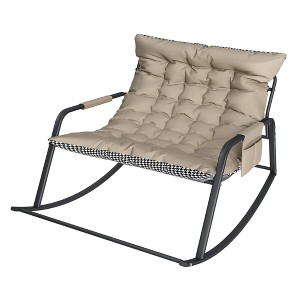 Vynxaria Series Off White Mesh Fabric Rocking Chair Set of 1 with 35 Inch Cushion Storage 330LB Steel Frame All Weather Recline - 1 of 4