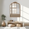 Lirago Arch Rattan Wood Mirror with Carved Design Vanity Mirror Decor Mirror 36x24 Brown - 3 of 4