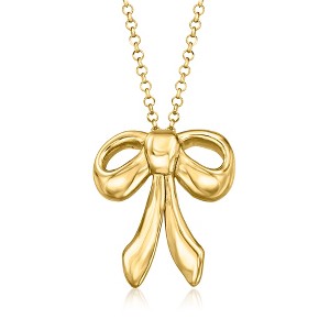 Ross-Simons Italian 18kt Gold Over Sterling Bow Pendant Necklace Size 18 - 1 of 4