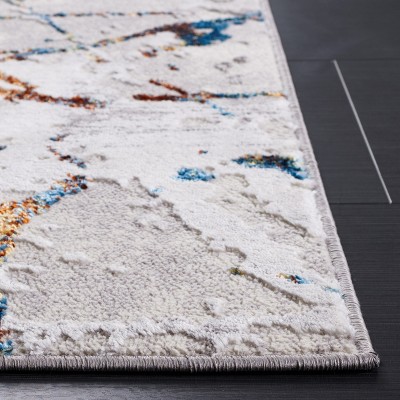 Grey and Blue Gold Abstract Hand-knotted Reversible Rug