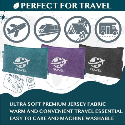 Pavilia Purple Microfleece Travel Blanket and Pillow Set