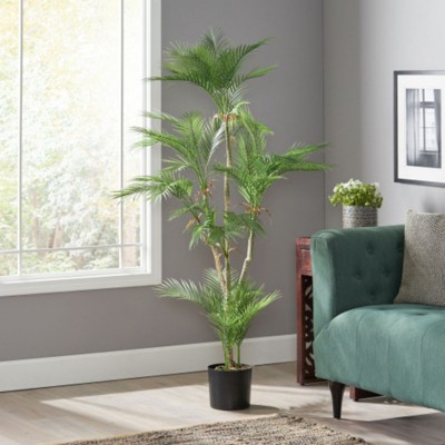 Maggift Artificial Plant Artificial Artificial Palm Tree Bonsai Greenery Potted Real Touch Decorative Green Leaves Black Pot, Green, 41"*41"*66.5"