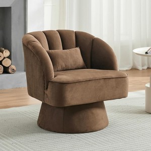 Modern Swivel Barrel Accent Chair, 360° Upholstered Armchair with Striped Backrest & Plush Padding - 1 of 4