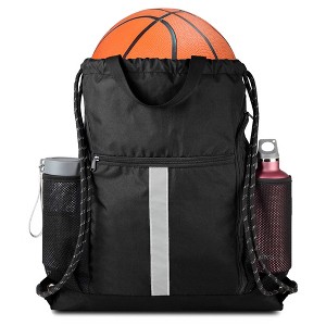 Generic Drawstring Backpack Bag Sports Gym Backpack with Shoe Compartment - 1 of 4