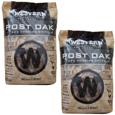 Western BBQ Products Post Oak Barbecue Cooking Chips, 180 Cubic Inches (2 Pack)